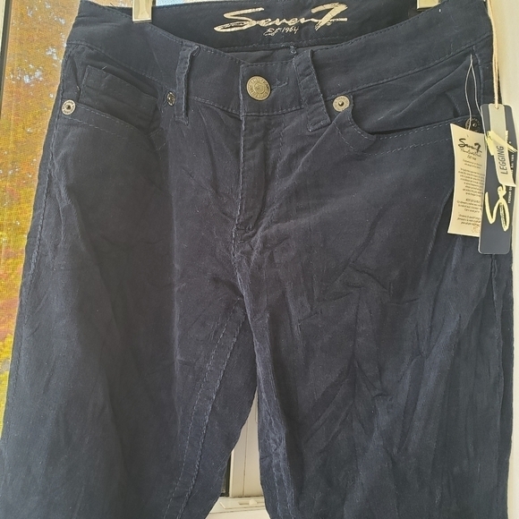 Seven 7 Navy Velvety Corduroy Legging pants Jeans Style Blue Size 10 - Picture 3 of 11